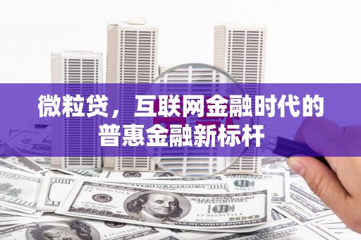新晃微粒贷，互联网金融时代的普惠金融新标杆