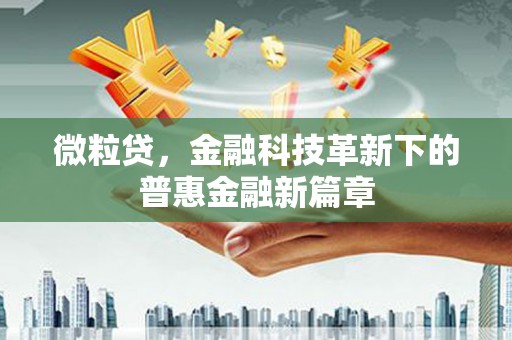 新晃微粒贷，金融科技革新下的普惠金融新篇章
