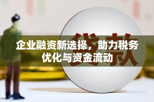 新晃企业融资新选择，助力税务优化与资金流动