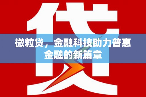 新晃微粒贷，金融科技助力普惠金融的新篇章