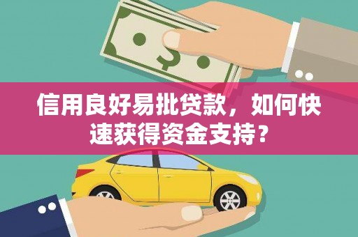 新晃信用良好易批贷款，如何快速获得资金支持？