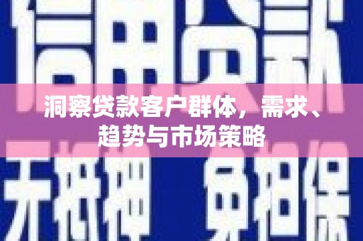 新晃洞察贷款客户群体，需求、趋势与市场策略