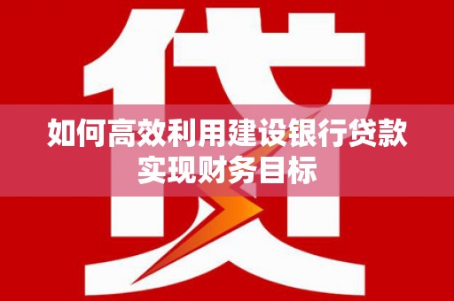 新晃如何高效利用建设银行贷款实现财务目标