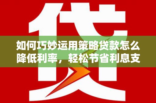 新晃如何巧妙运用策略贷款怎么降低利率，轻松节省利息支出