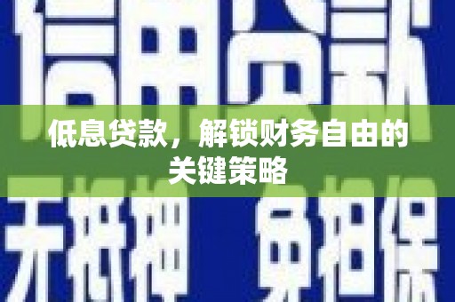 新晃低息贷款，解锁财务自由的关键策略