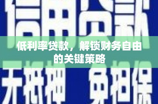新晃低利率贷款，解锁财务自由的关键策略
