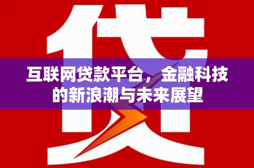 新晃互联网贷款平台，金融科技的新浪潮与未来展望