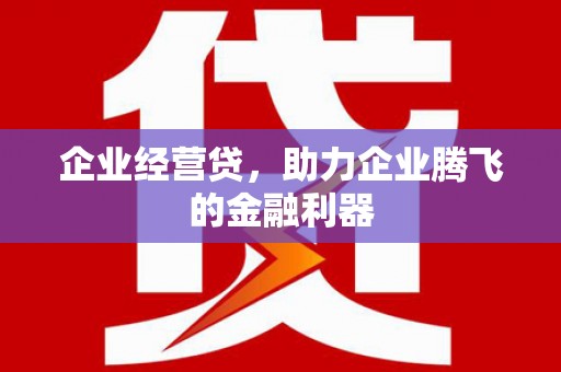 新晃企业经营贷，助力企业腾飞的金融利器
