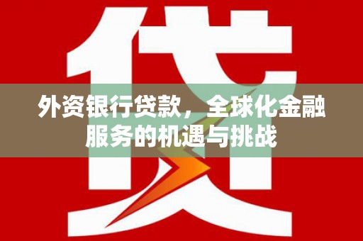 新晃外资银行贷款，全球化金融服务的机遇与挑战