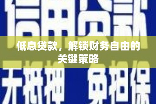 新晃低息贷款，解锁财务自由的关键策略