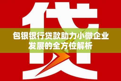 新晃包银银行贷款助力小微企业发展的全方位解析