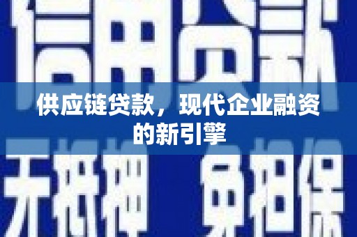 新晃供应链贷款，现代企业融资的新引擎