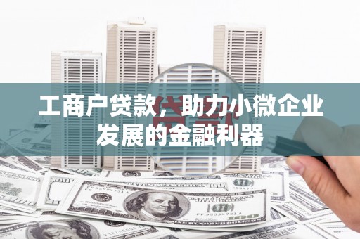 新晃工商户贷款，助力小微企业发展的金融利器