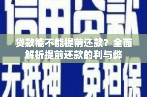 新晃贷款能不能提前还款？全面解析提前还款的利与弊