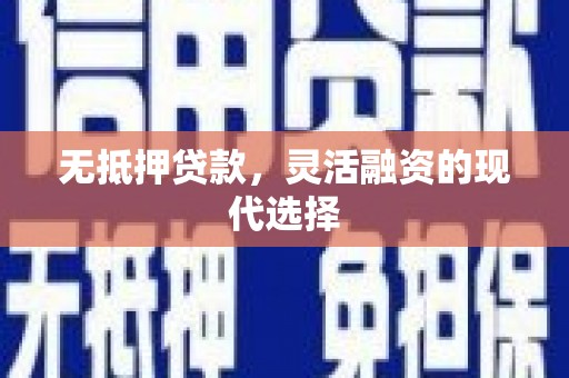 新晃无抵押贷款，灵活融资的现代选择