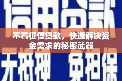 新晃不看征信贷款，快速解决资金需求的秘密武器