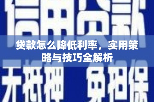 新晃贷款怎么降低利率，实用策略与技巧全解析