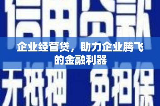 新晃企业经营贷，助力企业腾飞的金融利器