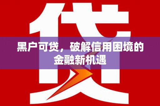 新晃黑户可贷，破解信用困境的金融新机遇